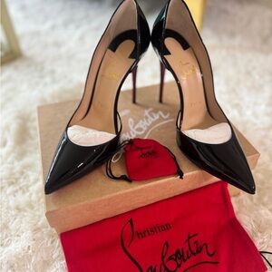 Christian Louboutin Iriza 100 Black Patent Heels (38.5)